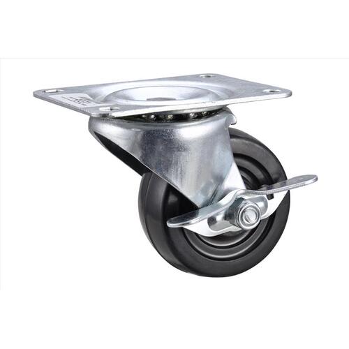 Caster with Swivel Plate 3" D Swivel Soft Rubber 175 lb Black/Silver