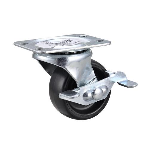 Caster 2" D Swivel Polyurethane 125 lb Black/Silver