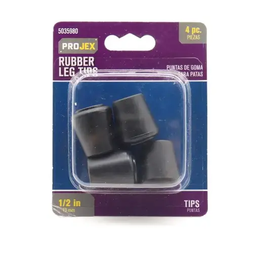 Leg Tip Rubber Black Round 1/2" W Black