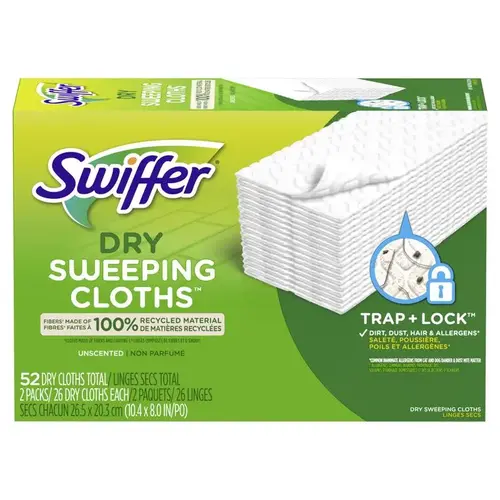 Sweeper Multi-Surface Unscented Dry Cloth Refills for Duster Floor Mop White - pack of 52