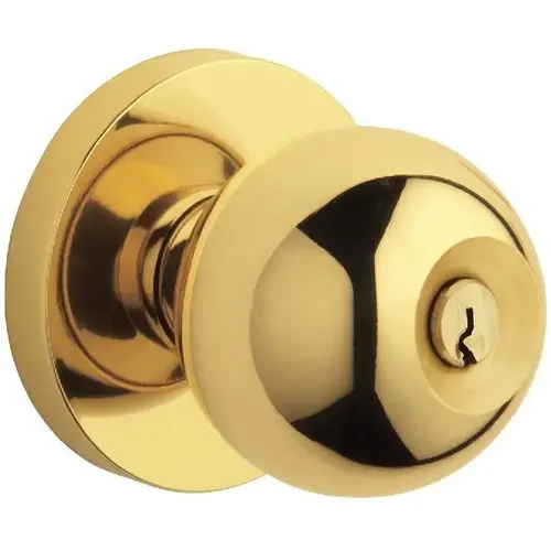 5219 Thick Door Contemporary Knob Standard Keyed Entry Unlacquered Brass Finish