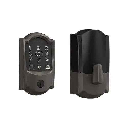 Camelot Encode Plus Smart Wifi Deadbolt with 12351 Latch and 10116 Strike Black Stainless Finish