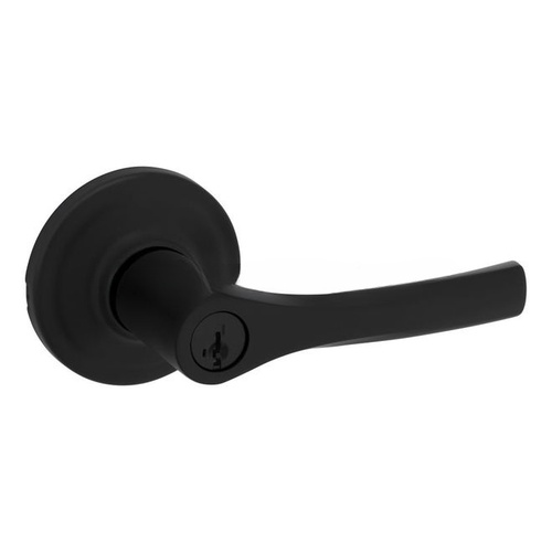 Henley Lever Entry Door Lock SmartKey with 6AL Latch and RCS Strike Matte Black Finish