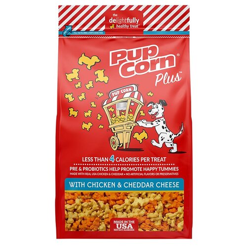Pupcorn Plus 20898 7380391 Dog Treat, Cheddar Cheese, Chicken Flavor, 27 oz Case
