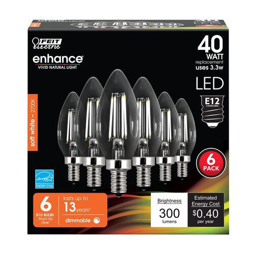 BULB LT TORPEDO CLR SW 27K 40W - pack of 6