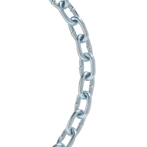 Proof Coil Chain, 10 ft L, 30 Grade, Low Carbon Steel, Electro Galvanized/Zinc Plated