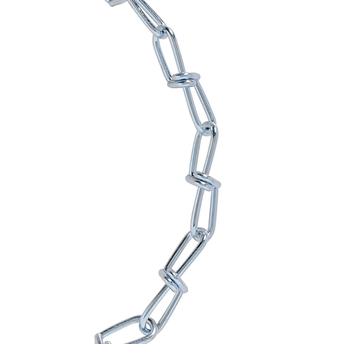 Double Loop Chain, 2/0, 20 ft L, 255 lb Working Load, Low Carbon Steel, Electro Galvanized/Zinc Plated