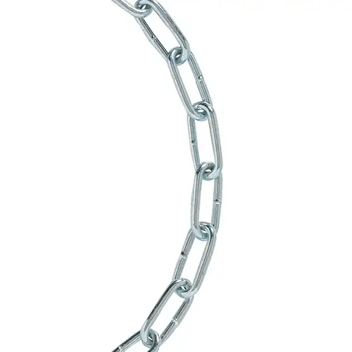 Straight Link Chain, 10 ft L, 520 lb Working Load, Low Carbon Steel, Electro Galvanized/Zinc Plated