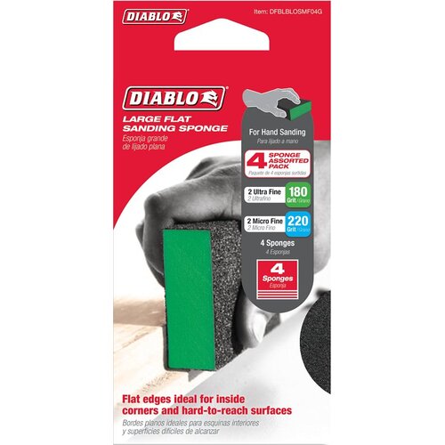 Diablo DFBLBLOSMF04G SPONGE SANDING FLAT LARGE ASRT - pack of 4