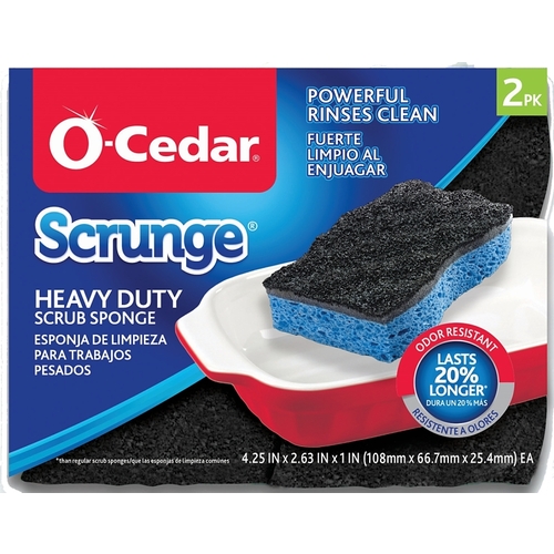 O-Cedar 148377 Scrunge Heavy-Duty Sponge, 7-1/2 in L, 5 in W, Blue - pack of 2
