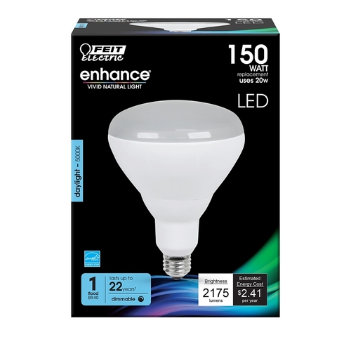 LED Light Bulb, BR40 Lamp, 150 W Equivalent, E26 Medium Lamp Base, Dimmable White