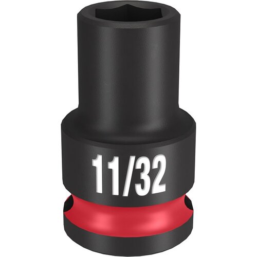 SHOCKWAVE Impact Duty Series Shallow Impact Socket, 11/32 in Socket, 3/8 in Drive, Square Drive Black Phosphate