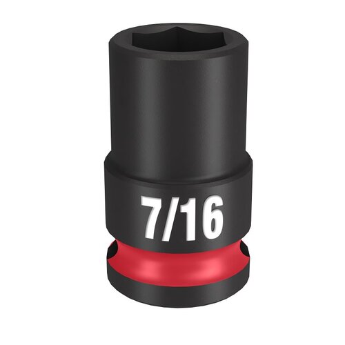 SHOCKWAVE Impact Duty Series Shallow Impact Socket, 7/16 in Socket, 3/8 in Drive, Square Drive Black Phosphate