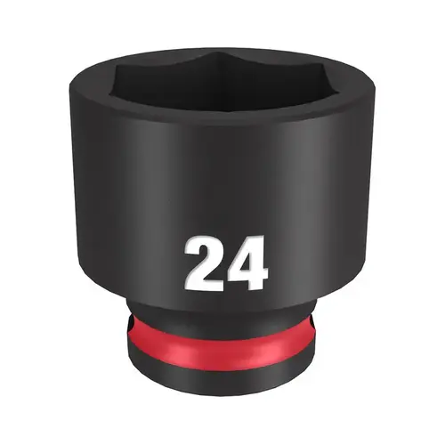 SHOCKWAVE Impact Duty Series Shallow Impact Socket, 24 mm Socket, 3/8 in Drive, Square Drive Black Phosphate