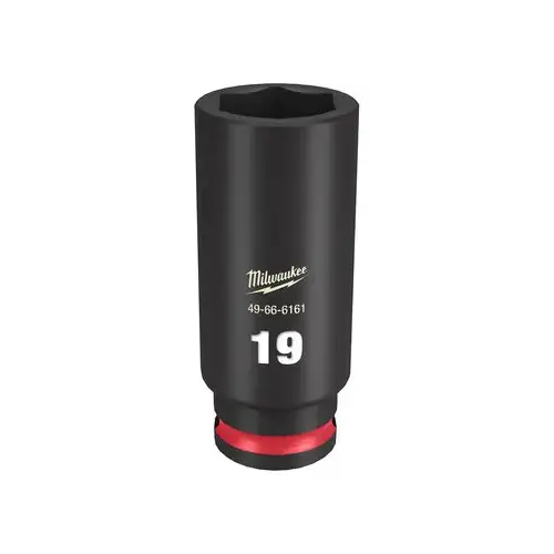 SHOCKWAVE Impact Duty Series Deep Impact Socket, 19 mm Socket, 3/8 in Drive, Square Drive, 6-Point Black Phosphate