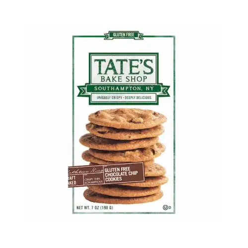 Tate's Bake Shop 1001088 Gluten-Free Cookies, Chocolate Chip Flavor, 7 oz Bag