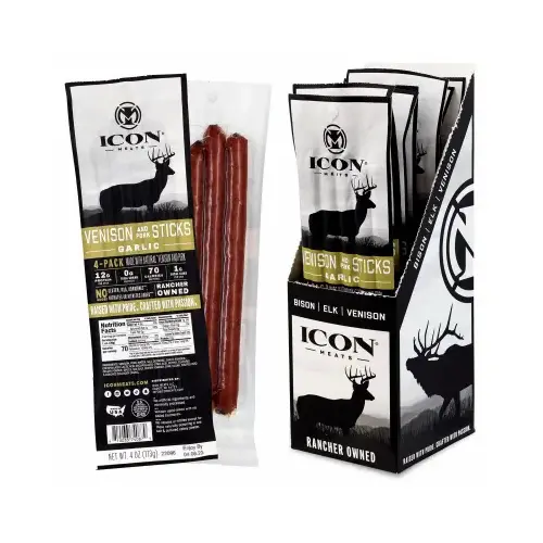 4 Oz. Garlic Venison Stick Jerky - pack of 4