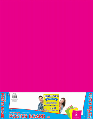 MAFCOTE 27104 Heavyweight Poster Board, Neon Pink, Yellow & Green, 22 x 28 In., 3-Pk.