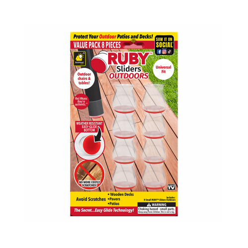 Ruby 16681-12 Outdoor Furniture Leg Sliders  pack of 8 Clear/Red