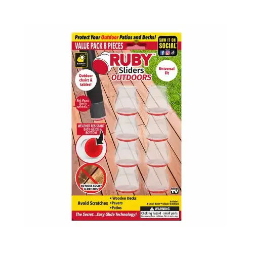 Ruby 16681-12 Outdoor Furniture Leg Sliders - pack of 8 Clear/Red