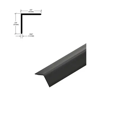 Matte Black PVC 3/4" x 3/4" 90 Degree Angle with Pre-Applied Tape - 48" Length - pack of 10