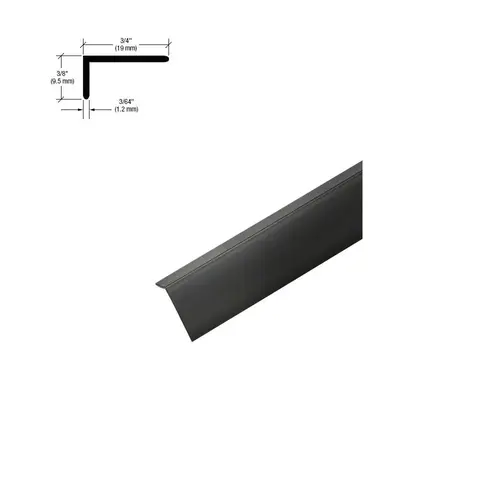 Matte Black PVC 3/4" x 3/8" L Angle with Pre-Applied Tape - 48" Length - pack of 25