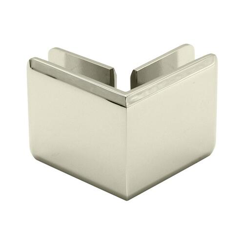 Beveled Heavy Duty 90 degree Glass to Glass Clamp Closed Face Polished Nickel