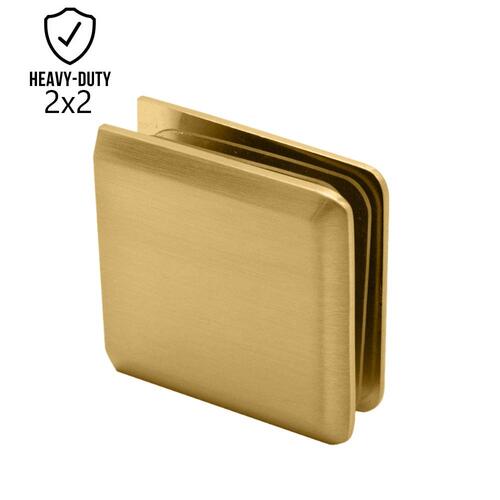 Heavy Duty 2" x 2" Beveled Edge Glass Clamp-Brushed Gold