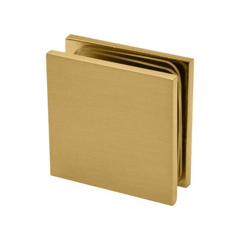 1 3/4" x 1 3/4" Wall Mount Square Edges Glass Clamp-Brushed Gold