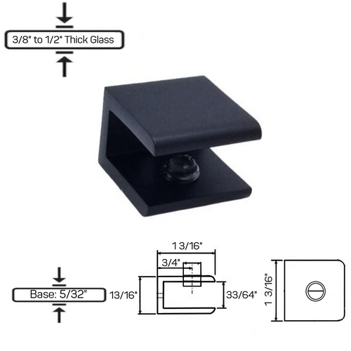 GCN-1 No Fabrication Fixed Panel Glass Clamp for 1/4" to 1/2" Thick Glass-Oil Rubbed Bronze - Matte Black