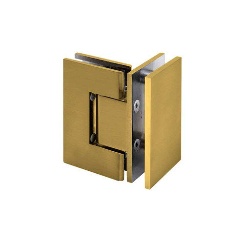 90 degree Heavy Duty Glass to Glass Hinge Brushed Gold