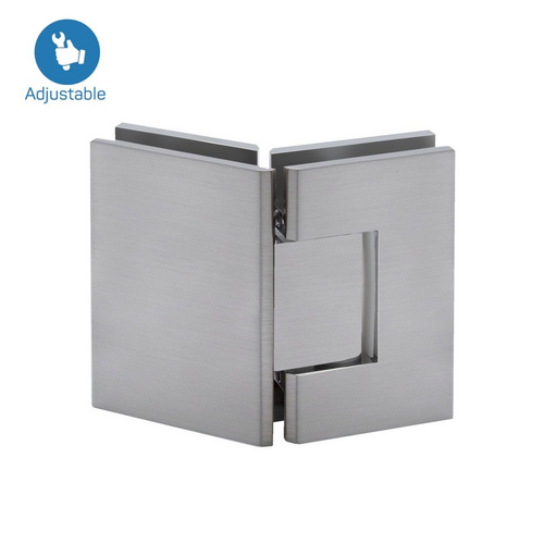 135 degree Glass to Glass Adjustable Hinge Polished Nickel