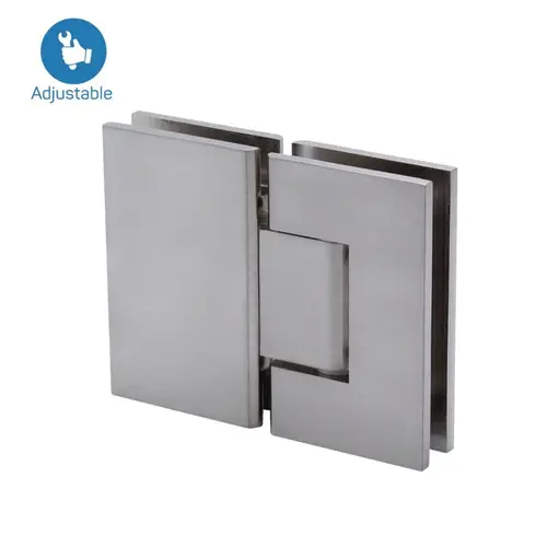 Heavy Duty 180 degree Glass to Glass Adjustable Hinge Brushed Nickel