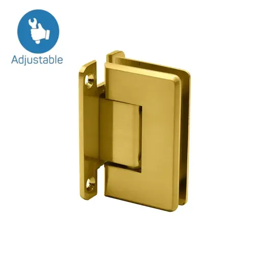 Heavy Duty Beveled Wall to Glass "H" Back Plate Adustable Hinge Brushed Gold