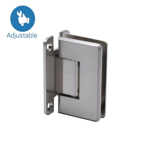 Heavy Duty Beveled Wall to Glass "H" Back Plate Adustable Hinge-Brushed Nickel