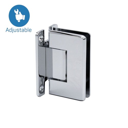 Heavy Duty Beveled Wall to Glass "H" Back Plate Adustable Hinge-Chrome