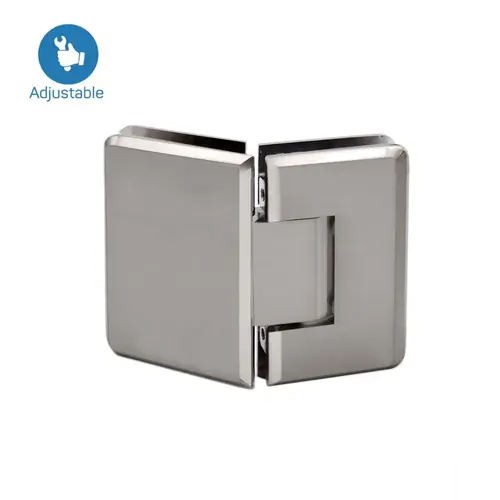 Beveled Heavy Duty 135 degree Glass to Glass Adjustable Hinge Brushed Nickel