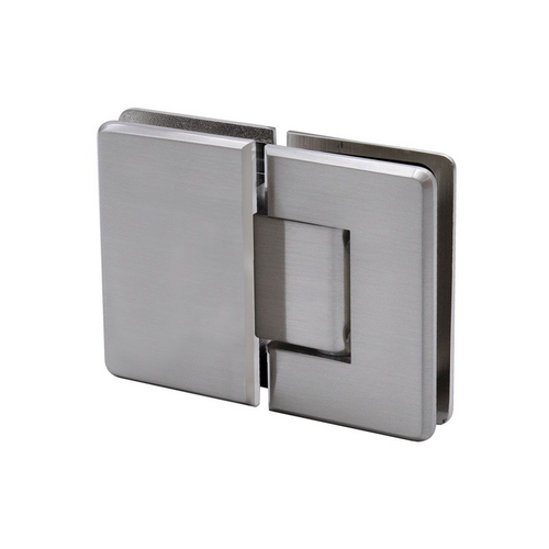 Heavy Duty Beveled 180 degree Glass to Glass Hinge Brushed Nickel