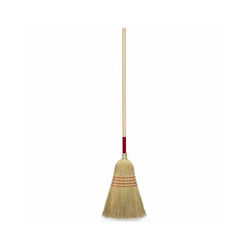 Harper H100 Heavy-Duty Corn Broom, 14 In. Face, 40 In. Wood Handle Tan