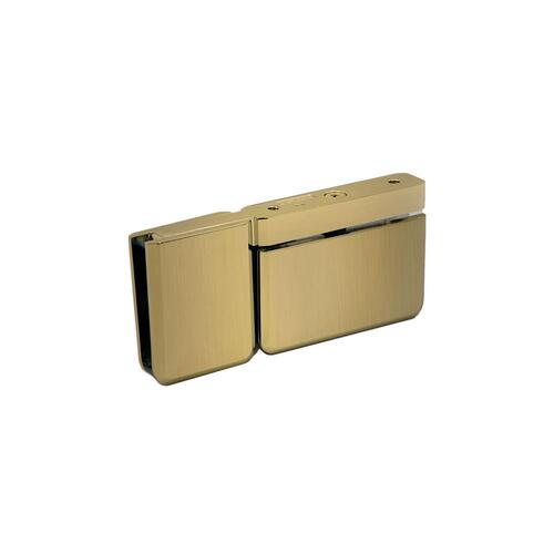 Beveled Edge Top or Bottom Mount Pivot Hinge with Attached U-Clamp Brushed Gold