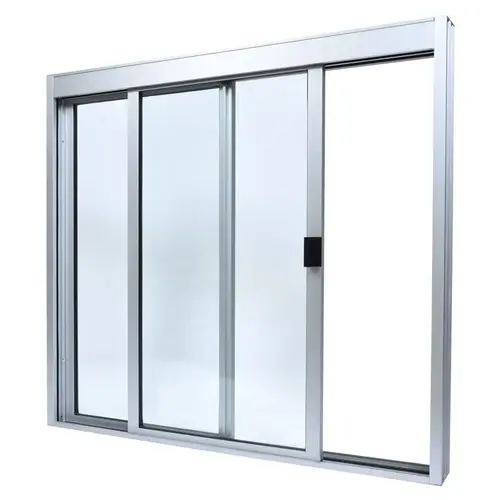 Satin Anodized Standard Size Manual DW Deluxe Service Window, Glazed with Full Bottom Track