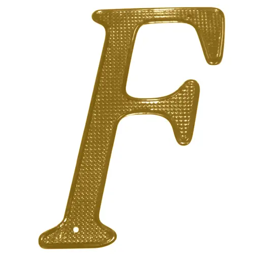 4" Zinc Nail On House Letter F Bright Brass Finish