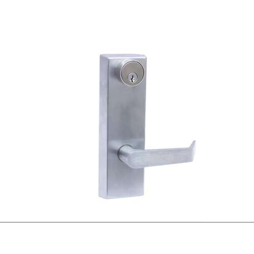 Brushed Chrome Commercial Entry Escutcheon Lever Trim for Panic Exit Device