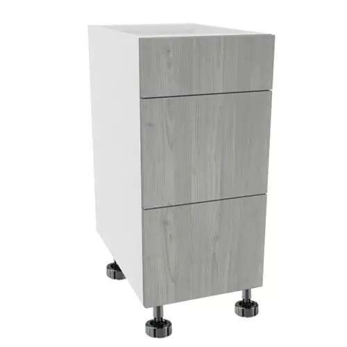Quick Assemble Modern Style, Grey Nordic 15 " Base Kitchen Cabinet, 3 Drawer (15 " W x 24 " D x 34.50 " H)