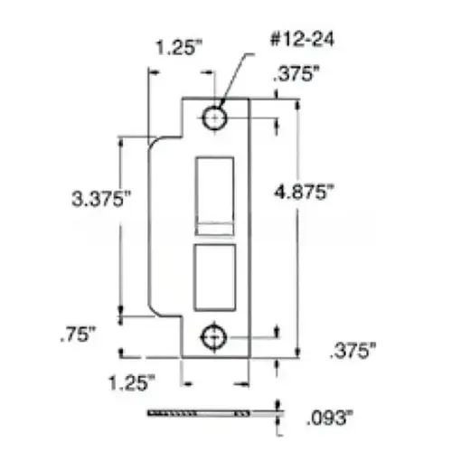 Right Hand ASA Strike For 2-3/4" Backset Latch and Deadbolt Lifetime Satin Nickel Finish