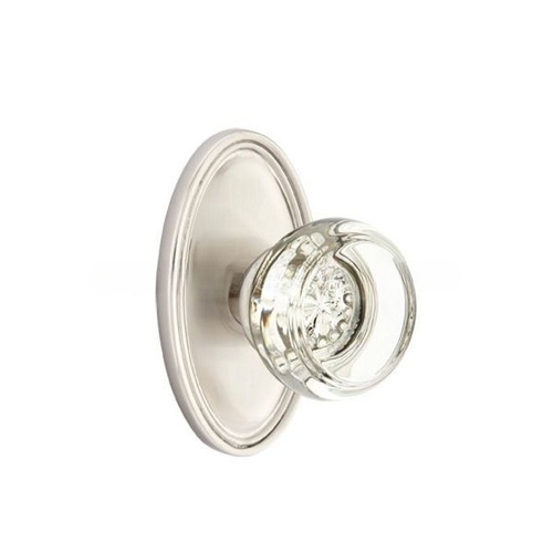 Georgetown Crystal Knob Passage With Oval Rose Satin Nickel Finish