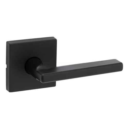 Halifax Lever with Square Rose Passage Door Lock with 6AL Latch and RCS Strike Iron Black Finish