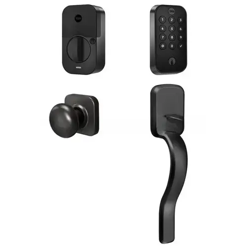 Yale Assure Lock 2 Bundle with Keypad Bluetooth Deadbolt, Ridgefield Handleset Passage, and DoorSense BSP Black Suede Powder Coat Finish