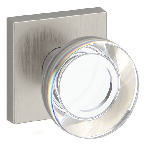 Half Dummy Contemporary Crystal Knob and Contemporary Square Rose Satin Nickel Finish