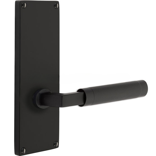 L-Square Stem Knurled Lever Dummy Pair with 7" Modern Non-Keyed Sideplate Lockset Flat Black Finish